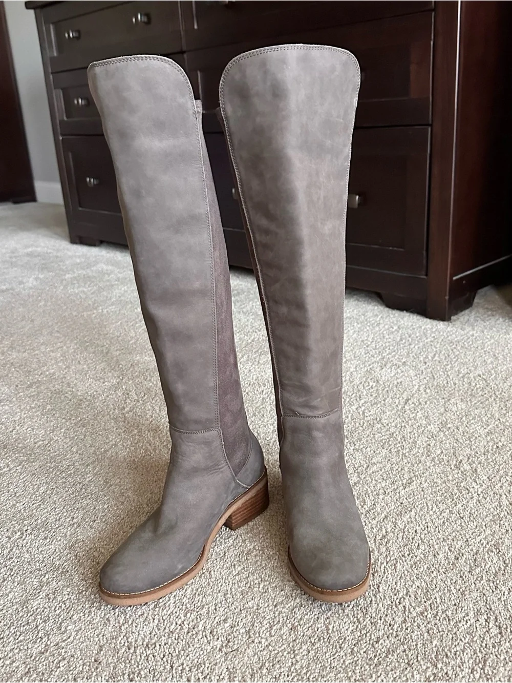 Lucky Brand Women's Tall Over the knee Suede Boots in Grey - Like new!